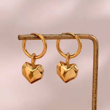 Olivia - Faceted Heart Hoop Earrings