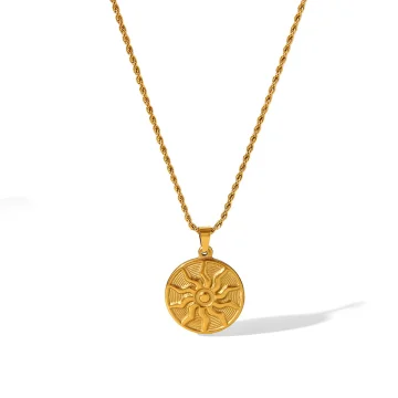 Round Sun Pendant Necklace