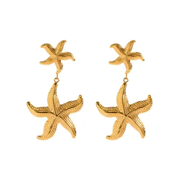 Golden Starfish Dangle Earrings