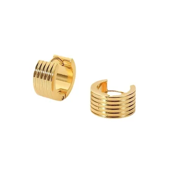 Gold Small Huggie Earrings in Ribbed Tuxture