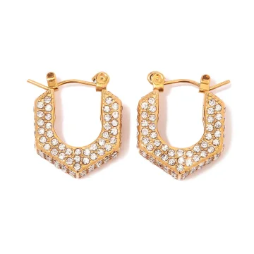 Geometric U-Shape Earrings Paved with Rhinestones