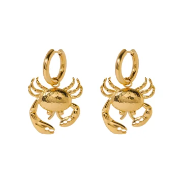 Gold Crab Huggie Earrings Beach Jewelry
