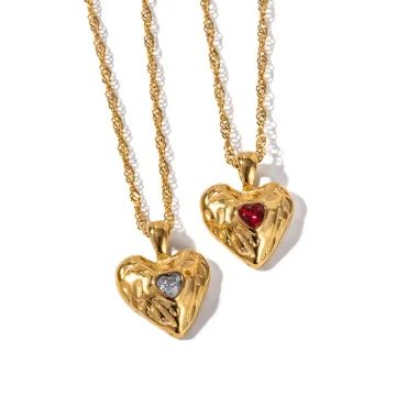 Hammered Heart Pendant Necklace Tarnish-free