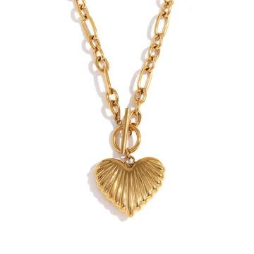 Textured Heart Pendant Necklace Beach Jewelry