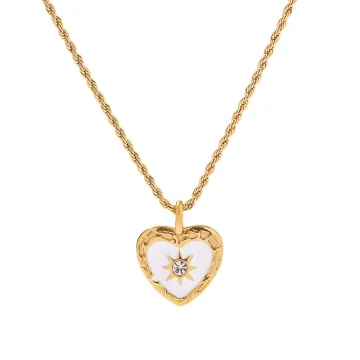 18k Gold Sun Charm Heart Pendant Necklace