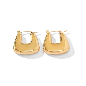 18K Gold U-Shape Hoop Earrings