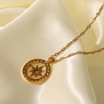 Hollow Circle Star Pendant Necklace