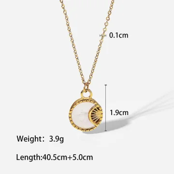 Ivory Shell Crescent Gold Pendant Necklace