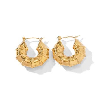 Bamboo Pattern Inspired Hoop Earrings