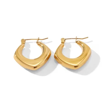 Chic Gold Square Stainless Steel Earrings