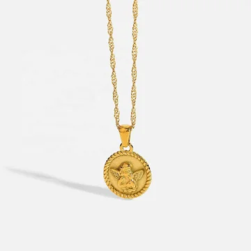 Cute Gold Cupid Angel Pendant Necklace