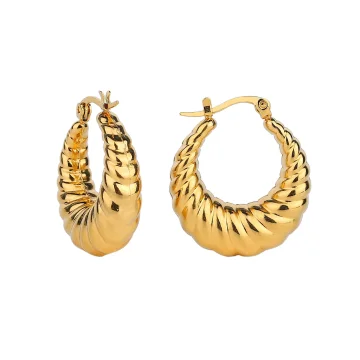 Gold Croissant Hoops Earrings