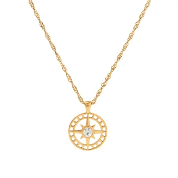 Hollow Circle Star Pendant Necklace