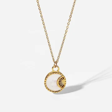 Ivory Shell Crescent Gold Pendant Necklace