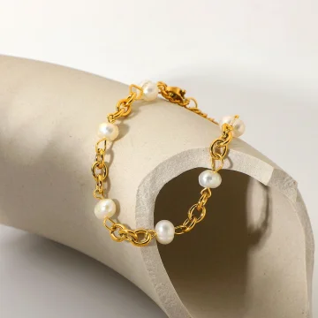 Lily - Handmade Stainless Steel and Pearl Bracelet