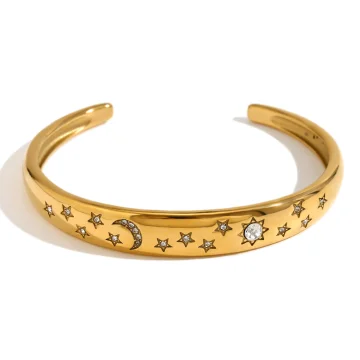 Luna - Celestial Themed Open Cuff Bracelet