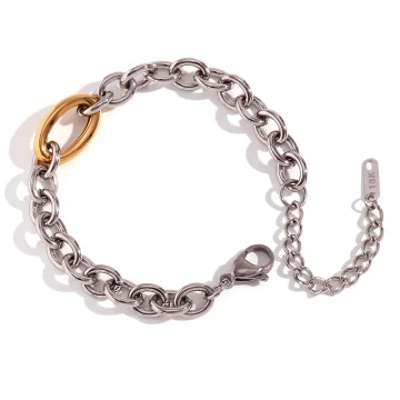 Ava - Oval Two-Tone Chain Bracelet