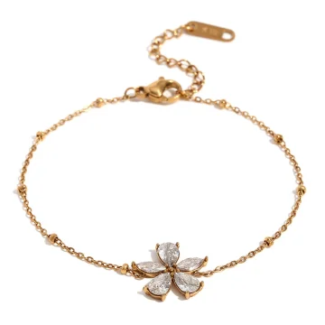 Flora - Zircon Flower Charm Bracelet