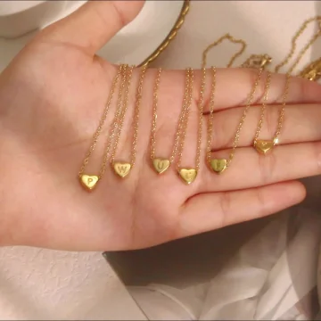 Grace - Gold Heart Initial Pendant Necklace