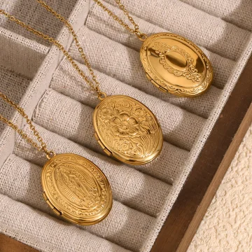 Grace - Gold Floral Locket Pendant Necklace