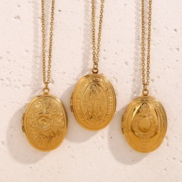 Grace - Gold Floral Locket Pendant Necklace