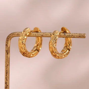 Annam - Hammered Stainless Steel Hoop Earrings