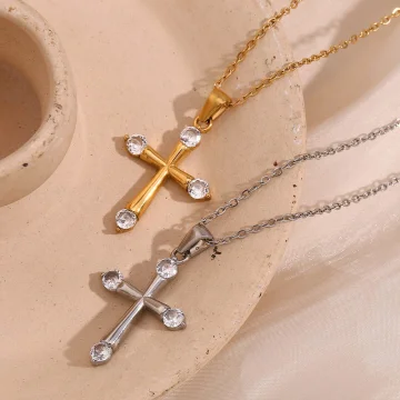 Ashley  - Cross Pendant Necklace with Zircon Stones