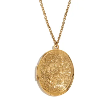Grace - Gold Floral Locket Pendant Necklace