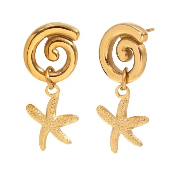 Karen - Swirl and Starfish Pendant Earrings