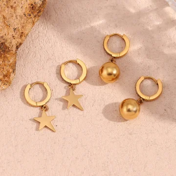 Marilyn - CZ Stone Hoop Earrings with Drop Pendants