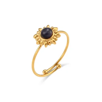 Haley - Black Opal Sunflower Ring