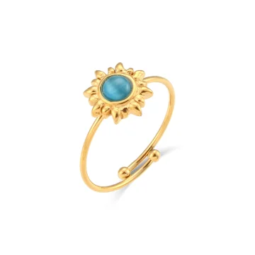 Ashley - Blue Opal Sunflower Ring