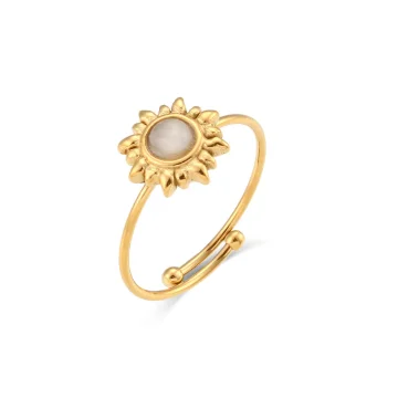 Kayla - Light Opal Sunflower Ring
