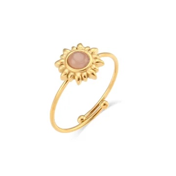 Carol - Peach Opal Sunflower Ring