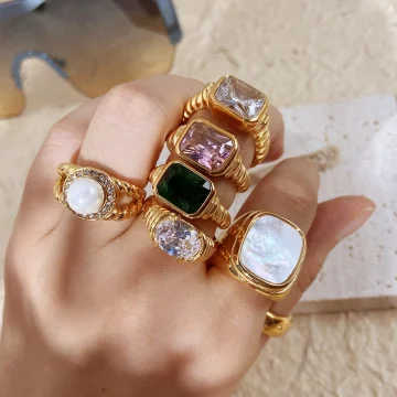 Justin - Rectangle Gemstone Rings