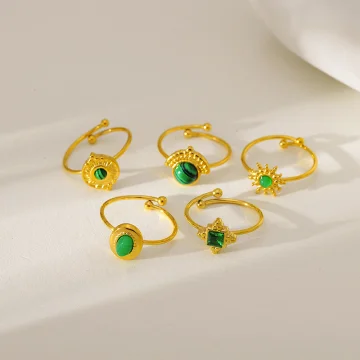 Tara - Green Gemstone Open Rings