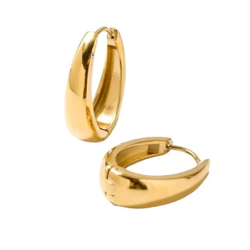 Geometric Oval Medium Hoops Earrings