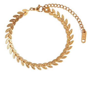 Ivy - Gold Leaf Link Bracelet